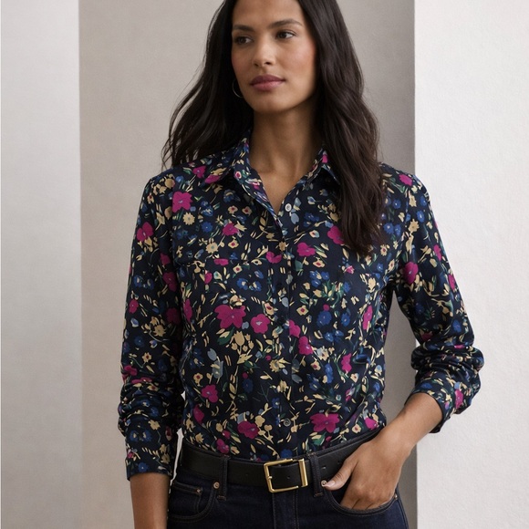 Lauren Ralph Lauren Tops - [s] Ralph Lauren Floral Button-Up Shirt Black Multicolour office | Women’s Small